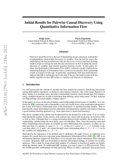 Initial Results for Pairwise Causal Discovery Using Quantitative
  Information Flow
