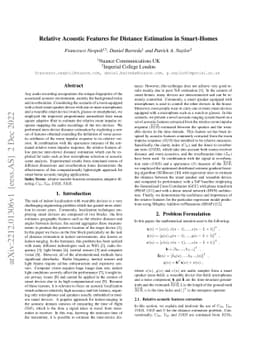 Relative Acoustic Features for Distance Estimation in Smart-Homes
