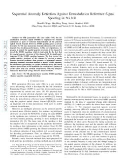 Sequential Anomaly Detection Against Demodulation Reference Signal
  Spoofing in 5G NR