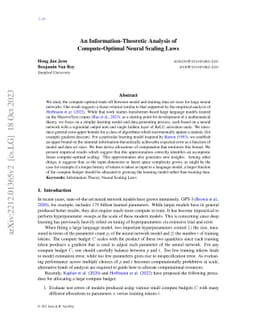 An Information-Theoretic Analysis of Compute-Optimal Neural Scaling Laws