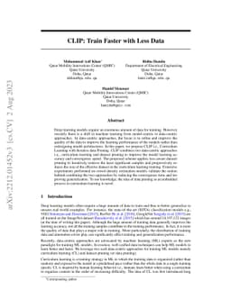 CLIP: Train Faster with Less Data