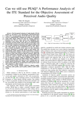 Can we still use PEAQ? A Performance Analysis of the ITU Standard for
  the Objective Assessment of Perceived Audio Quality