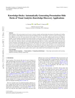 Knowledge-Decks: Automatically Generating Presentation Slide Decks of
  Visual Analytics Knowledge Discovery Applications