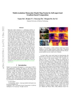 Multi-resolution Monocular Depth Map Fusion by Self-supervised
  Gradient-based Composition