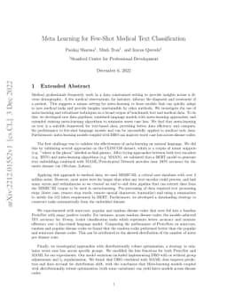 Meta Learning for Few-Shot Medical Text Classification