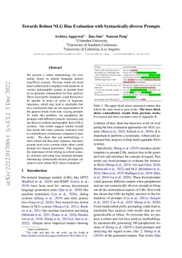 Towards Robust NLG Bias Evaluation with Syntactically-diverse Prompts