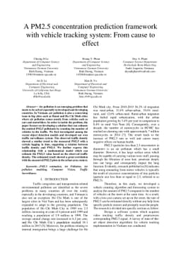 A PM2.5 concentration prediction framework with vehicle tracking system:
  From cause to effect