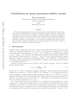 Classification by sparse generalized additive models