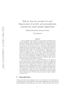"Tell me, how do you know it's me?" Expectations of security and
  personalization measures for smart speaker applications