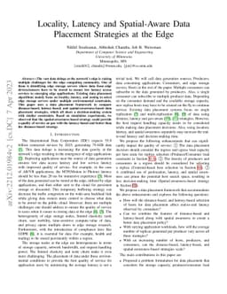 Locality, Latency and Spatial-Aware Data Placement Strategies at the
  Edge