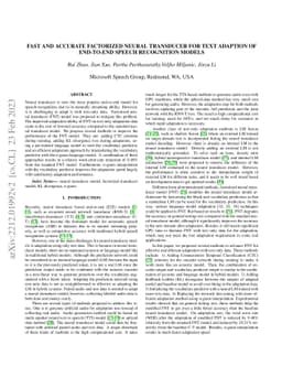 Fast and accurate factorized neural transducer for text adaption of
  end-to-end speech recognition models