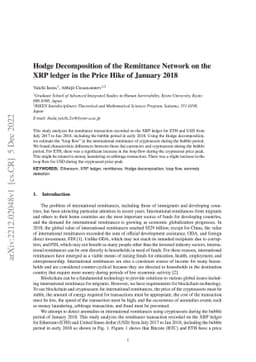 Hodge Decomposition of the Remittance Network on the XRP ledger in the
  Price Hike of January 2018