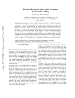 Finitely Repeated Adversarial Quantum Hypothesis Testing