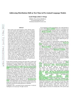 Addressing Distribution Shift at Test Time in Pre-trained Language
  Models