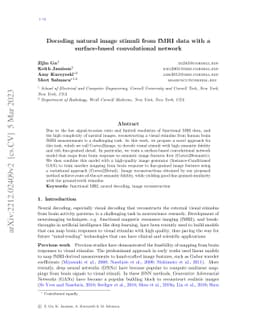 Decoding natural image stimuli from fMRI data with a surface-based
  convolutional network
