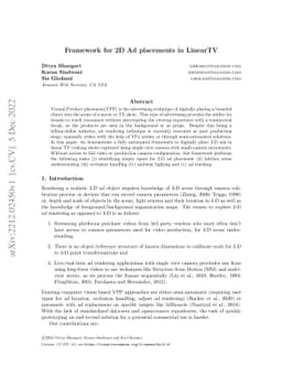 Framework for 2D Ad placements in LinearTV