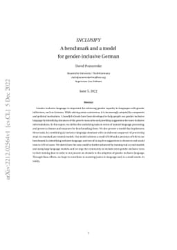 INCLUSIFY: A benchmark and a model for gender-inclusive German