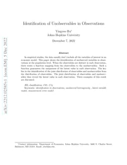 Identification of Unobservables in Observations