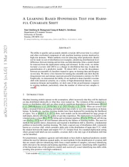 A Learning Based Hypothesis Test for Harmful Covariate Shift