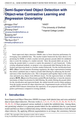 Semi-Supervised Object Detection with Object-wise Contrastive Learning
  and Regression Uncertainty