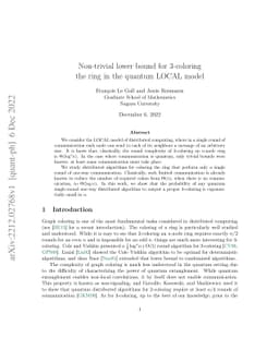 Non-trivial lower bound for 3-coloring the ring in the quantum LOCAL
  model