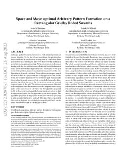 Space and Move-optimal Arbitrary Pattern Formation on a Rectangular Grid
  by Robot Swarms