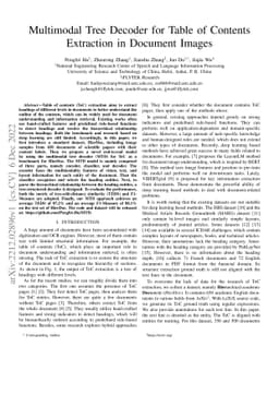 Multimodal Tree Decoder for Table of Contents Extraction in Document
  Images