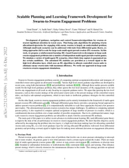Scalable Planning and Learning Framework Development for Swarm-to-Swarm
  Engagement Problems
