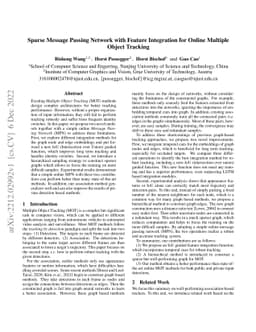 Sparse Message Passing Network with Feature Integration for Online
  Multiple Object Tracking