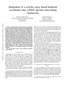 Integration of a systolic array based hardware accelerator into a DNN
  operator auto-tuning framework