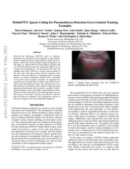 MobilePTX: Sparse Coding for Pneumothorax Detection Given Limited
  Training Examples