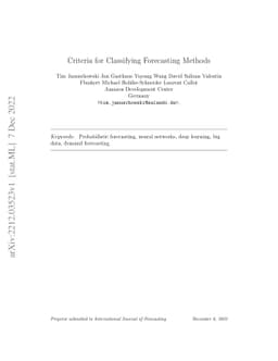 Criteria for Classifying Forecasting Methods