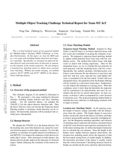 Multiple Object Tracking Challenge Technical Report for Team MT_IoT