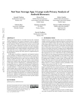 Not Your Average App: A Large-scale Privacy Analysis of Android Browsers