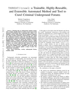 THREAT/crawl: a Trainable, Highly-Reusable, and Extensible Automated
  Method and Tool to Crawl Criminal Underground Forums
