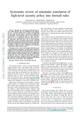 Systematic review of automatic translation of high-level security policy
  into firewall rules
