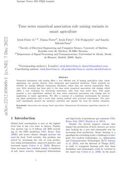 Time series numerical association rule mining variants in smart
  agriculture