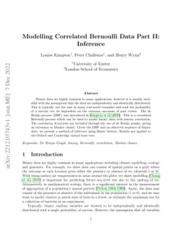 Modelling Correlated Bernoulli Data Part II: Inference
