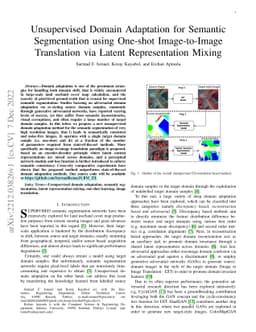 Unsupervised Domain Adaptation for Semantic Segmentation using One-shot
  Image-to-Image Translation via Latent Representation Mixing
