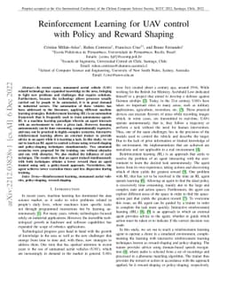 Reinforcement Learning for UAV control with Policy and Reward Shaping