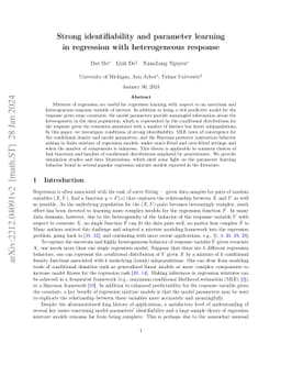 Strong identifiability and parameter learning in regression with
  heterogeneous response