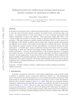 Enhanced method for reinforcement learning based dynamic obstacle
  avoidance by assessment of collision risk