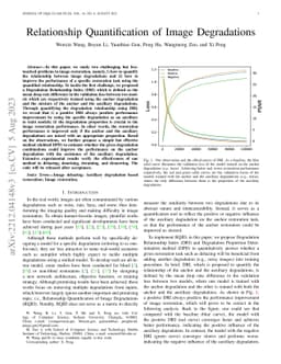 Relationship Quantification of Image Degradations
