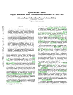 Beyond Discrete Genres: Mapping News Items onto a Multidimensional
  Framework of Genre Cues