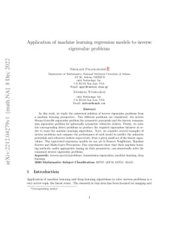 Application of machine learning regression models to inverse eigenvalue
  problems