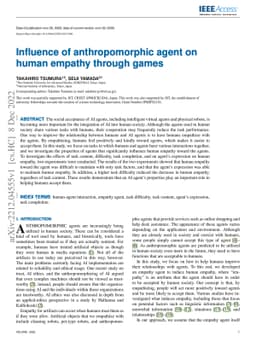 Influence of anthropomorphic agent on human empathy through games