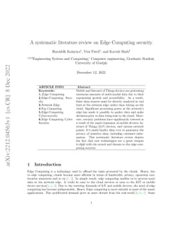 An SLR on Edge Computing Security and possible threat protection