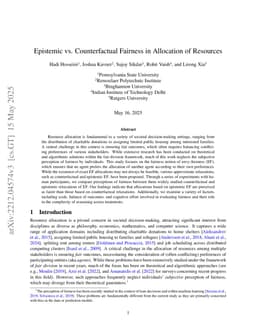 Epistemic vs. Counterfactual Fairness in Allocation of Resources