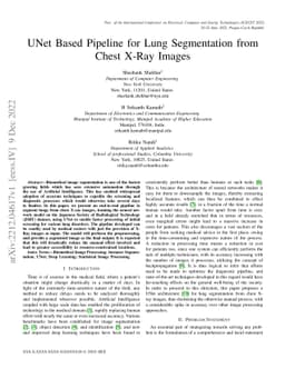 UNet Based Pipeline for Lung Segmentation from Chest X-Ray Images