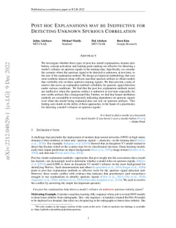Post hoc Explanations may be Ineffective for Detecting Unknown Spurious
  Correlation